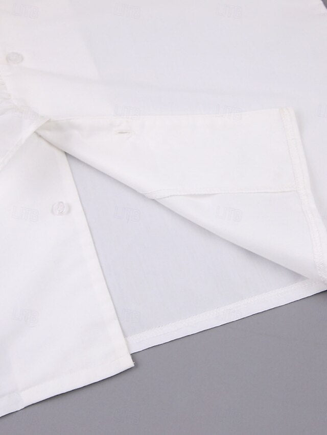 Women's Casual Shirt Button Up Shirt Blouse Ruffle Solid