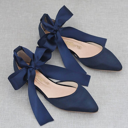 Ballet Tie Flats Satin Comfortable Women's Ribbon –
