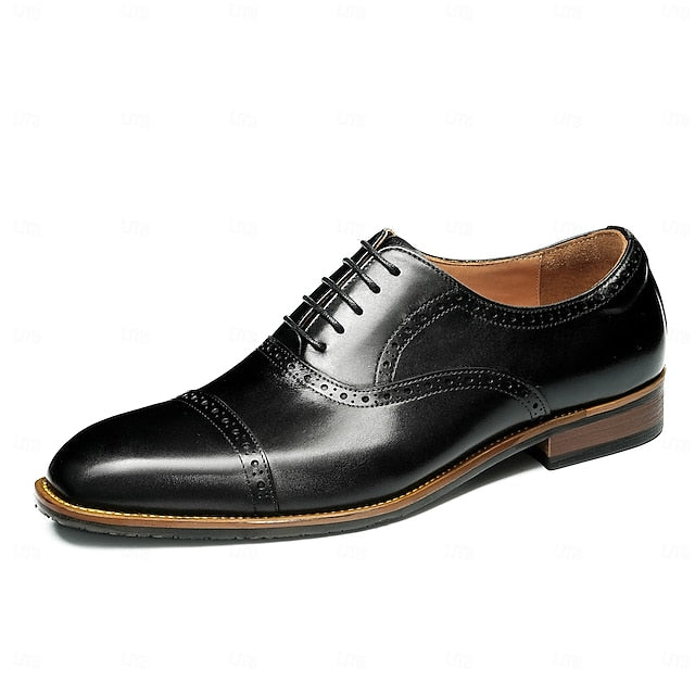 with Shoes Wingtip Oxford Men's Genuine Light Leather Brown