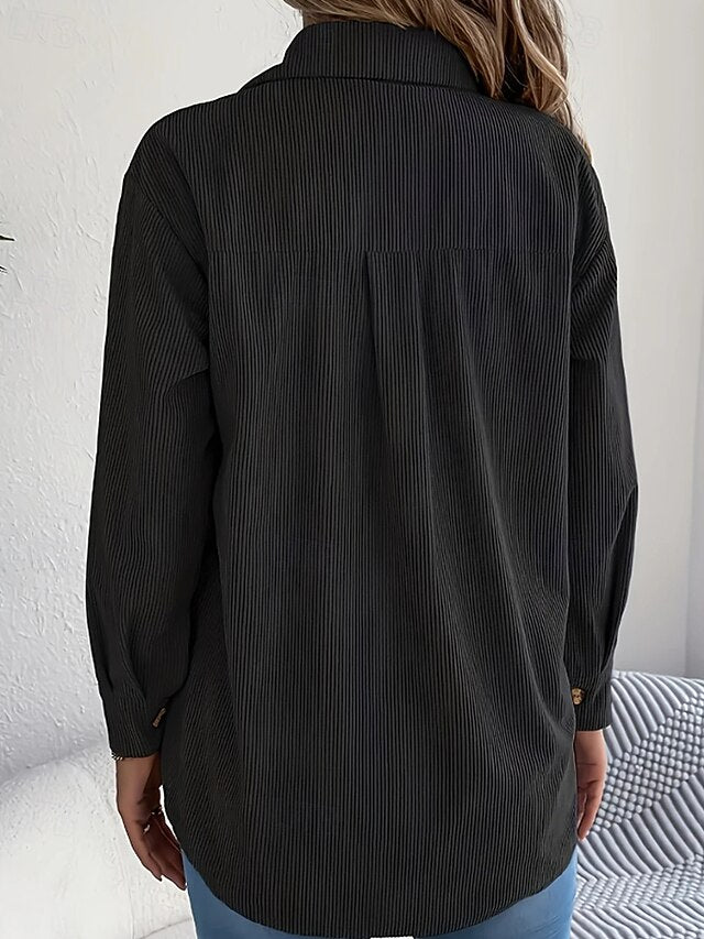 Women's Shirt Texture Blouse Blouse Pocket Buttons Plain