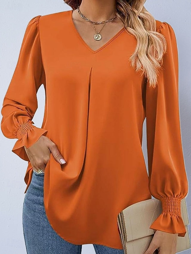 Women's Shirt Satin Shirt Blouse Plain Stylish Basic