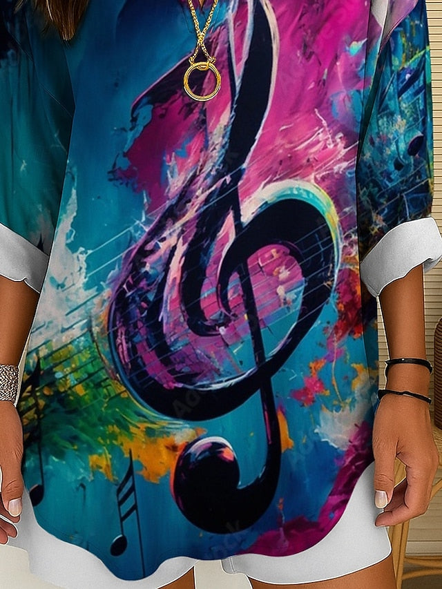 Music Festival Women's Blouse Print Ombre Graphic Geometric