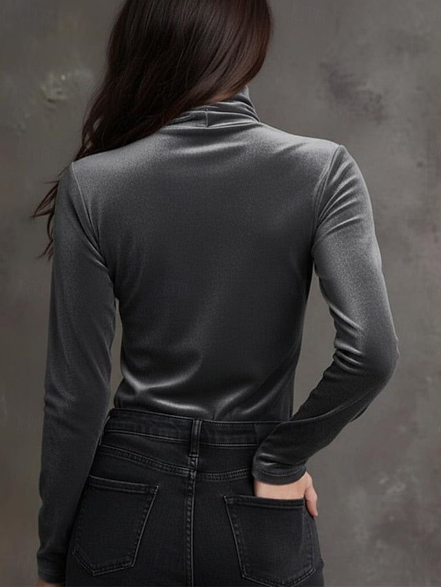 Women's Blouse Ruched Solid Color Stylish Casual Long