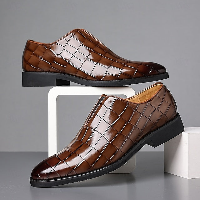 Burgundy Men's Shoes Slip-On Crocodile – Pattern