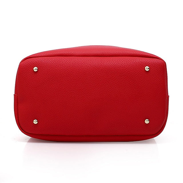 Gold Red Women's Chain with Leather Handbag Lock and Faux