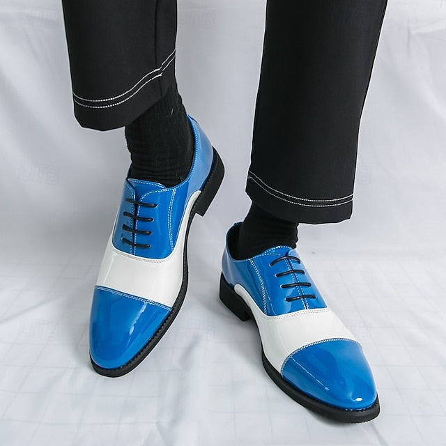Shoes Blue Polished and with Men's Oxford White