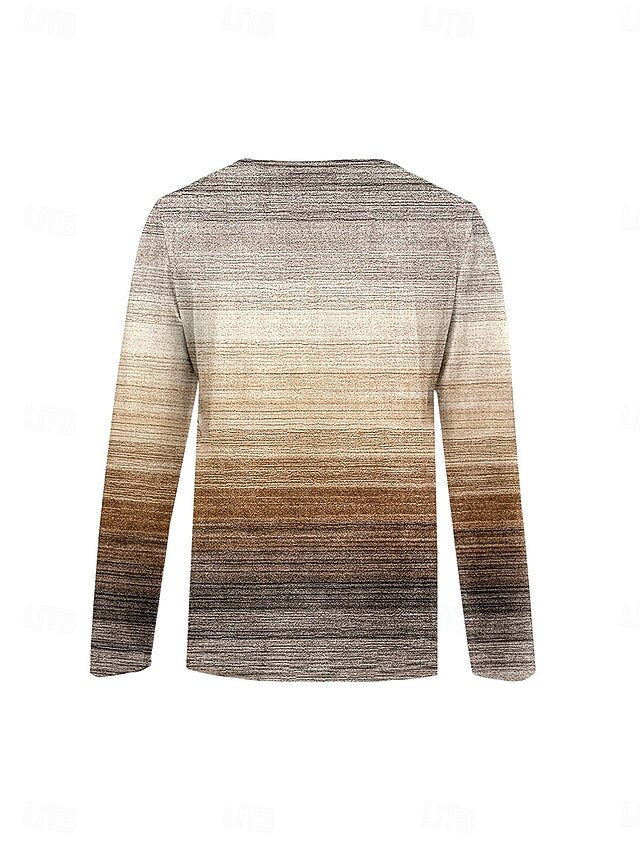 Women's T Shirt Zipper Print Ombre Graphic Gradient Elegant