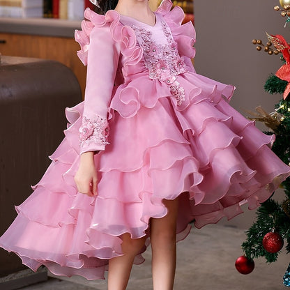 Wedding Dress Sleeve Party Special Kids Long Girls' Flower