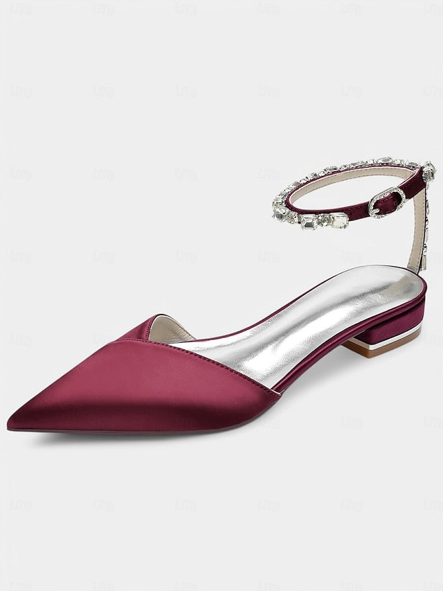 Chic Shoes with – Satin Strap Crystal-Ankle Wedding Black