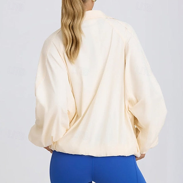 Women's Sport Jacket Half Zip with Pockets Long Sleeve Top