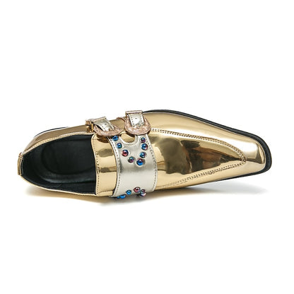 Metallic Loafers – Men's Fashion Shoes Pink Buckle