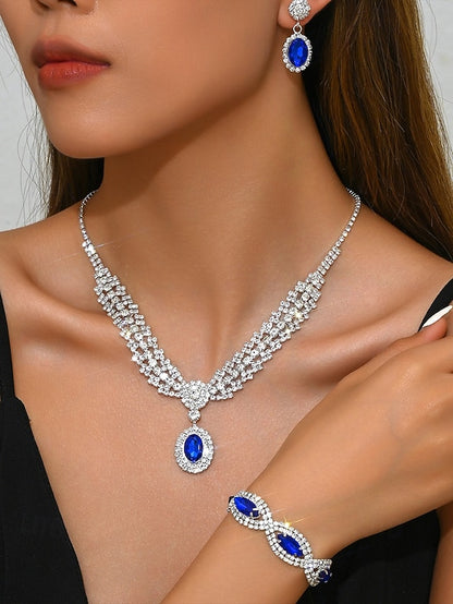 Green Elegant Women Crystal Luxury for – Set Necklace Jewelry