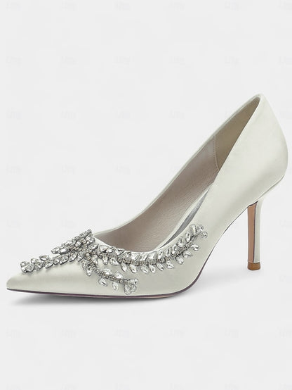 Women's Heels Rhinestone-Embellished Stiletto Satin –