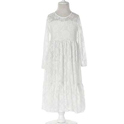 Girls' Solid Kids Colored Flower Long Dress Girl