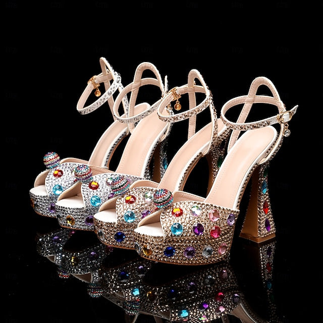 Colorful Rhinestone Sparkly Platform Women's – Sandals