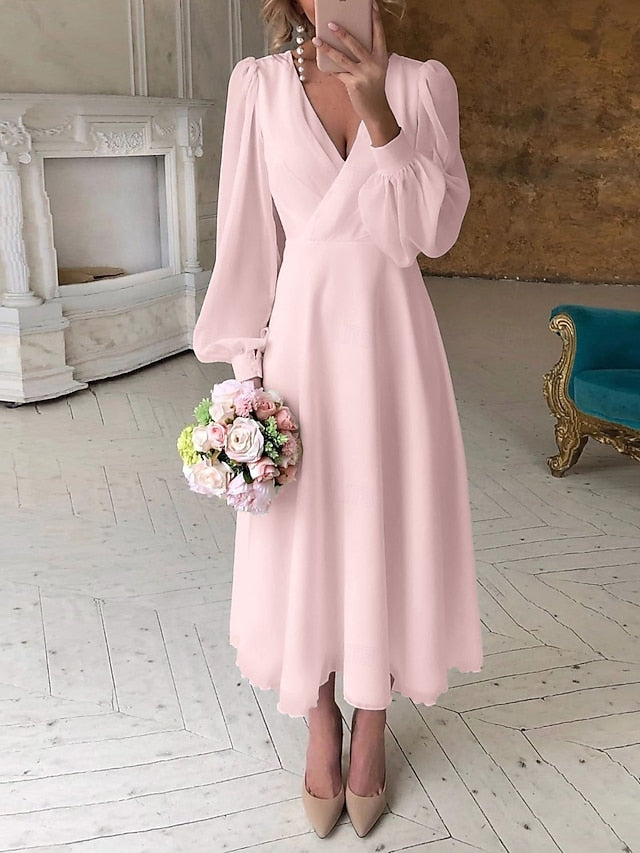 A-Line Ankle Length Little White Dress Party Dresses Bridal