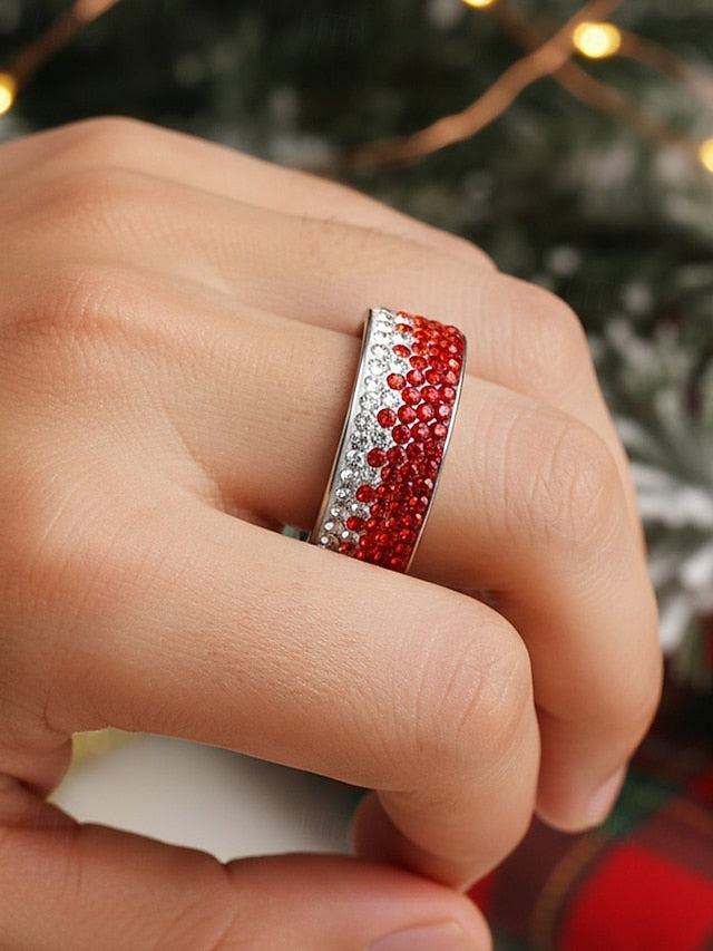Christmas Men's Stainless Stylish – Red Ring Steel