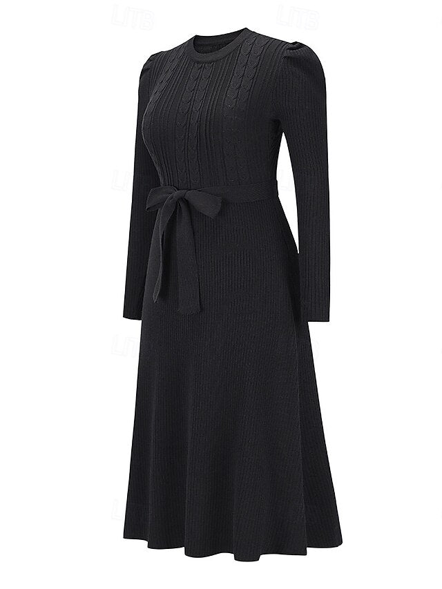 Women's Sweater Dress Fashion Elegant Dress Solid Color
