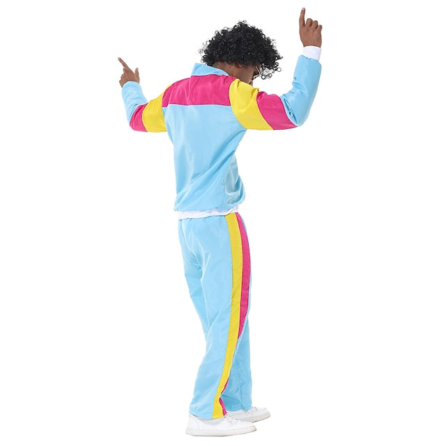 Retro Vintage 1980s Workout Outfits Cosplay Patchwork Fancy