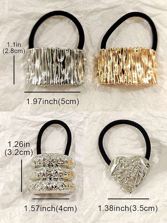 Band Hair Scrunchies Tone Gold Elastic Women's with -