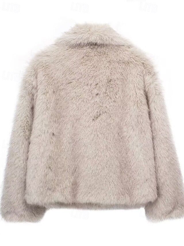Comfortable Furs Coat Faux Women's Fur Warm Buttons
