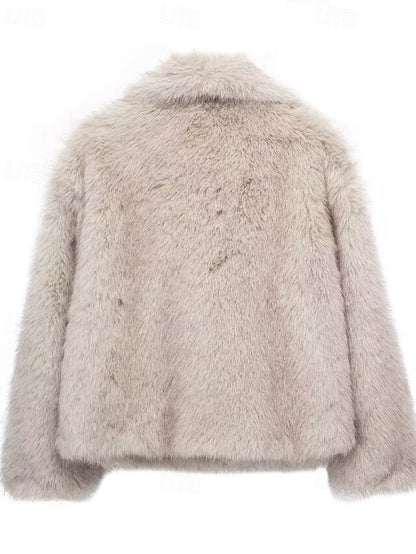 Comfortable Furs Coat Faux Women's Fur Warm Buttons