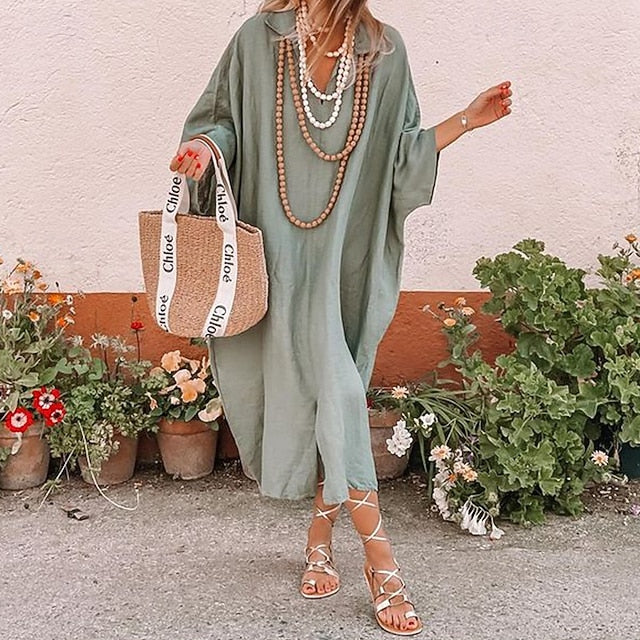 Women's Midi Dress Cotton Linen Dress Modern Daily Outdoor
