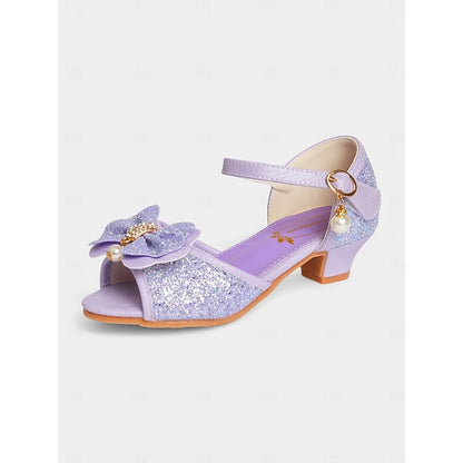 with Accent Sandals Bow Girls' Purple Pearl Glitter