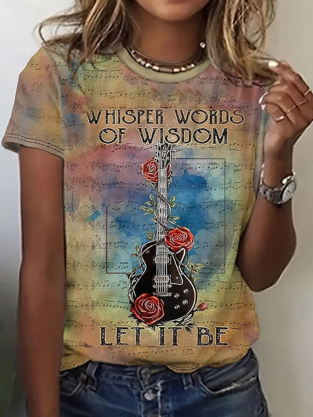 Women's T Shirt Summer Tops Print Graphic Flowers Classic