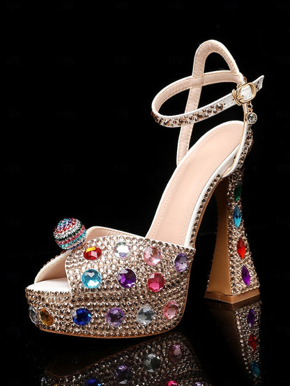with Women's Rhinestone Platform Matching Sandals High Heel