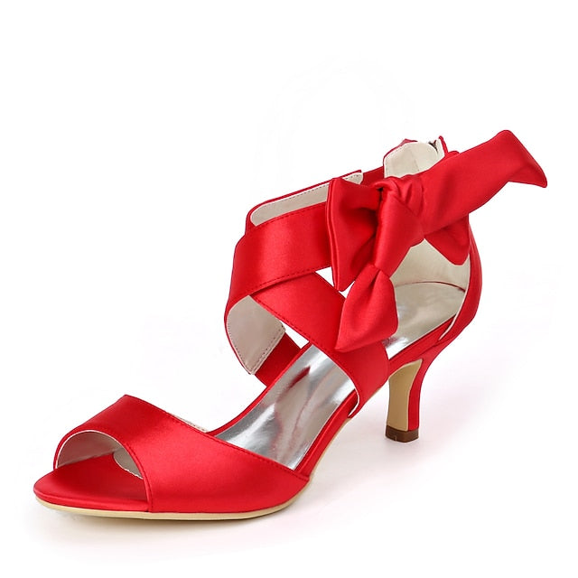 Kitten Bridal Shoes Women's Heel Wedding Open Bowknot
