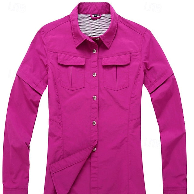 Women's Hiking Shirt Long Sleeve Turndown Top Outdoor