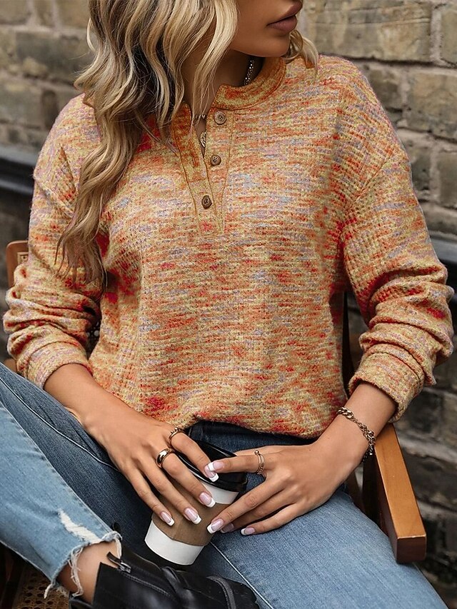 Women's Blouse Buttons Striped Stylish Casual Long Sleeve