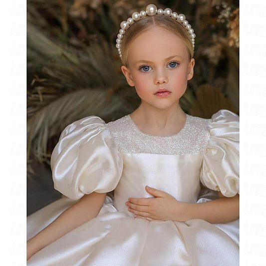 Girls' Girl Kids Party Color Solid Flower Long Dress