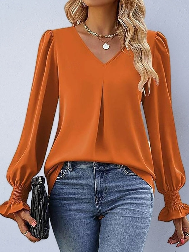 Women's Shirt Satin Shirt Blouse Plain Stylish Basic