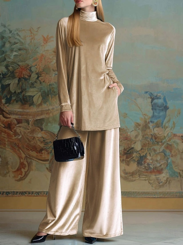 Women's Velvet Long Sleeve Elegant Formal Blue Black Wine