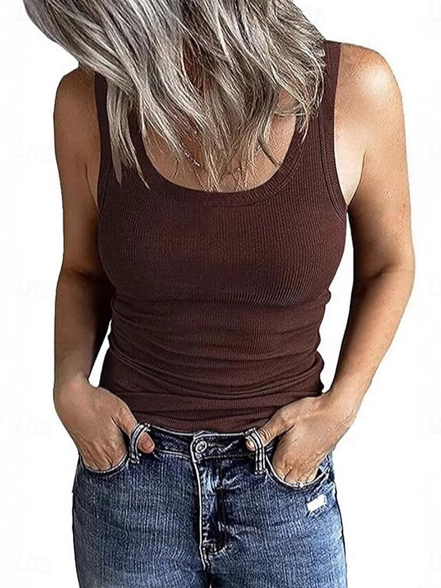 Women's Blouse Plain Active Casual Sleeveless Square Neck