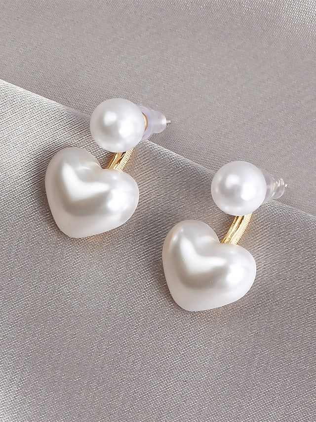 Romantic – Elegant Pearl Heart-Shaped Drop Minimalist Earrings