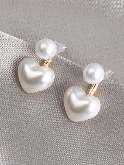 Romantic – Elegant Pearl Heart-Shaped Drop Minimalist Earrings