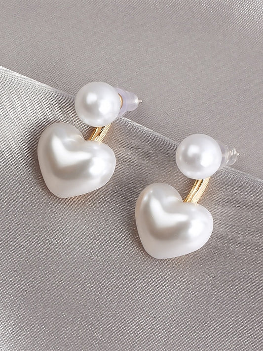 Romantic – Elegant Pearl Heart-Shaped Drop Minimalist Earrings