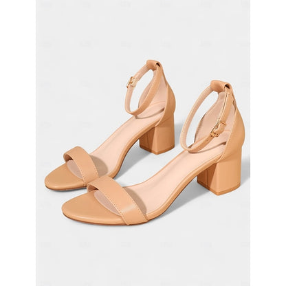 Gold Glitter Block Stylish Ankle Women's Heel Sandals with