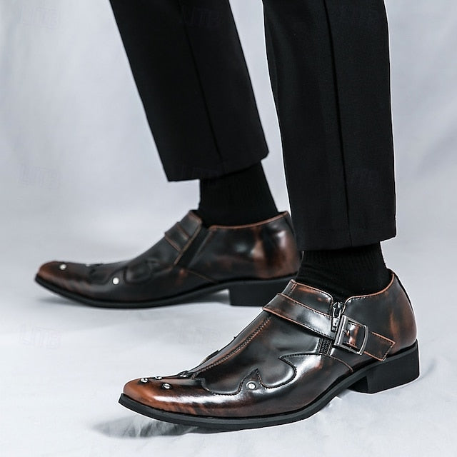 Strap Black Shoes Monk – Men's Leather Formal