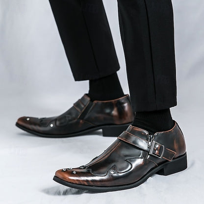 Strap Black Shoes Monk – Men's Leather Formal