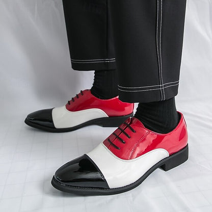 – Men's Shoes and Patent White Oxford Red Leather