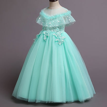 Girl Solid Party Kids Girls' Flower Dress Color