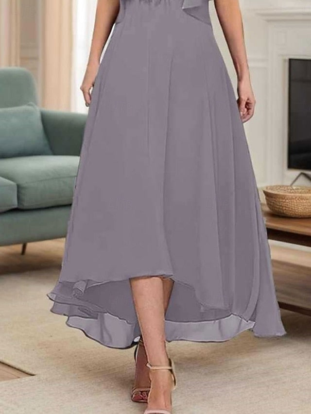the Elegant Neck Mother A-Line of Bride V Dress Simple