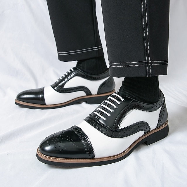 and Shoes Brogue Classic White with Brown Oxford Men's