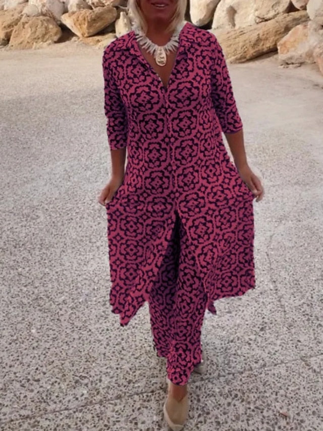 Women's Pants Sets Bolero Top Long Sleeve Shirt Collar