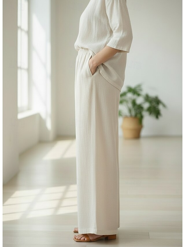 70% Linen Women's Linen Pants Culottes Wide Leg Wide Leg