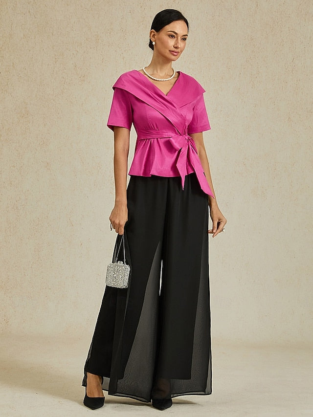 Women's With Belt Solid Color Stylish Turndown Fuchsia